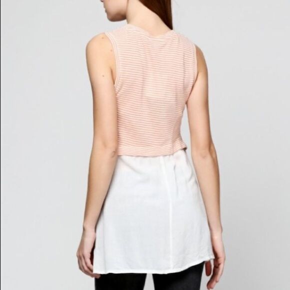 ZARA Sleeveless Striped High Low Tank Top Peach Cream S - Picture 7 of 10